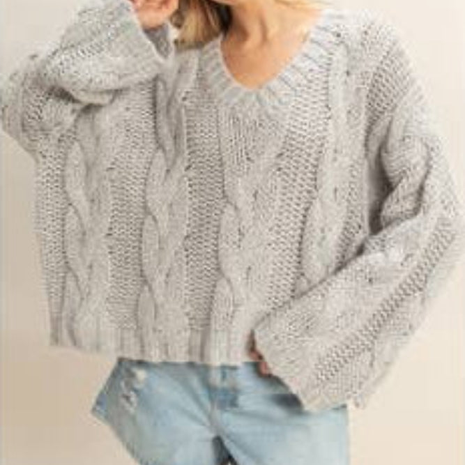 HYFVE V Neck Cable Knit Oversized Sweater by HYFVE