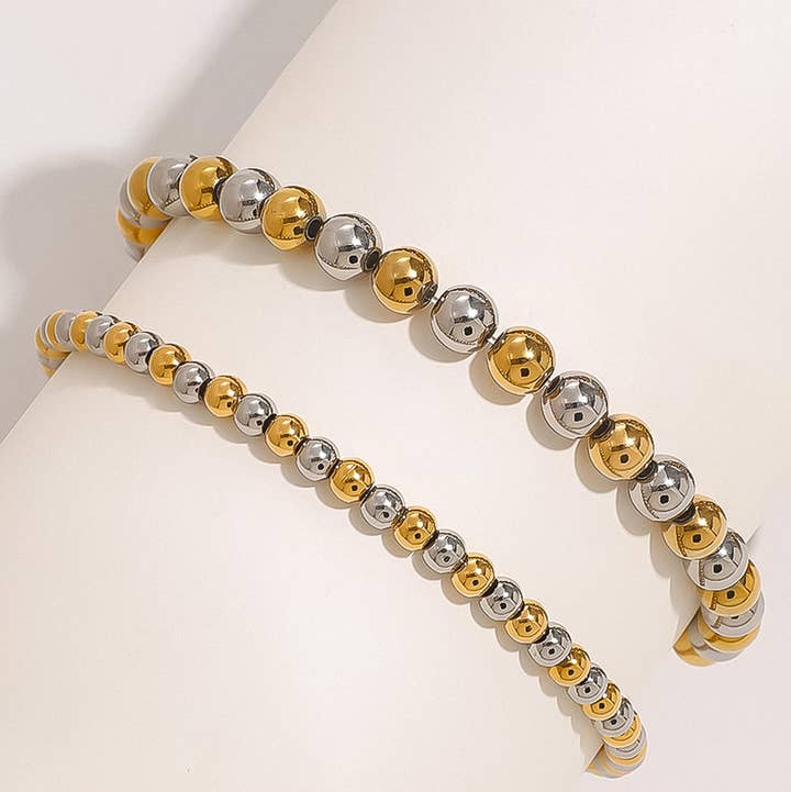 Flanerie by MAIQ Perlisse 18K Gold Non-Tarnish Two Tone Beaded Bracelet by Flanerie by MAIQ
