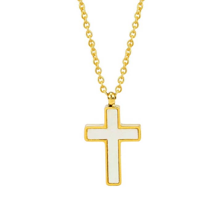 JOSSLYN by Wall to Wall 18K Stainless Steel Tarnish Free Cross Necklace - 40NK9485 - Gold