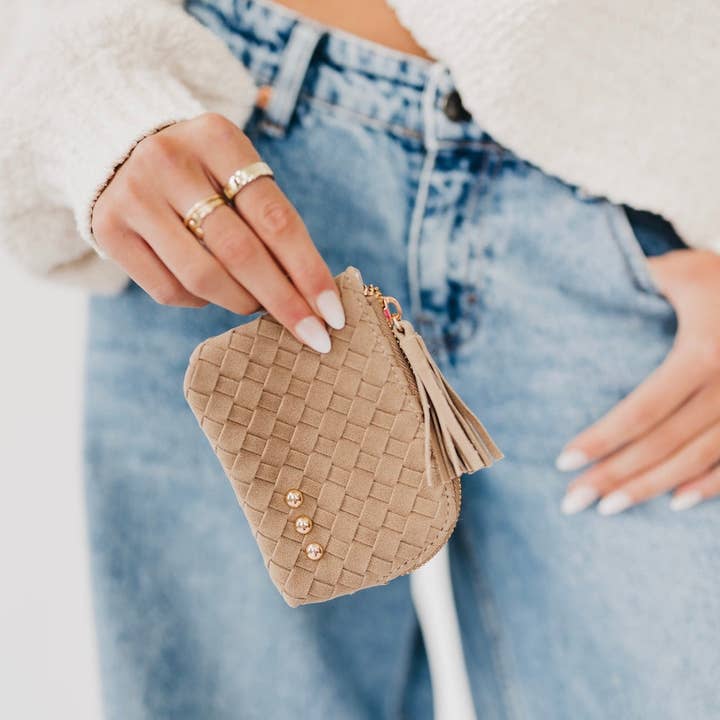 Pretty Simple Suede Paris Card Wallet Taupe
