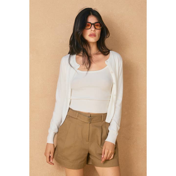 Dress Forum Whisper Knit Crop Top and Cardigan Set - Black