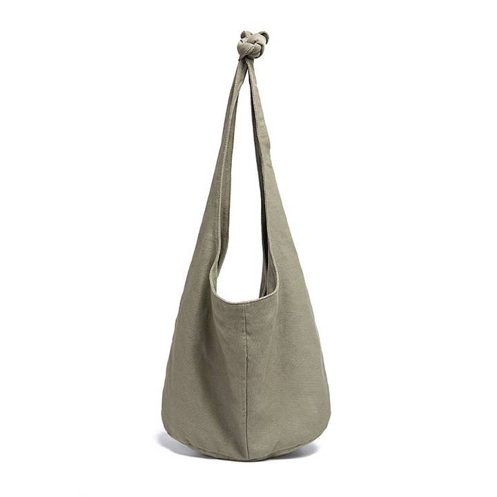 Suhkasana Minimalist Canvas Slouchy Shoulder Hobo Bag Green