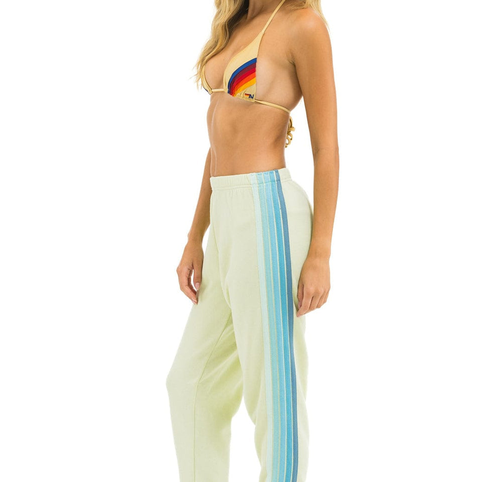 Aviator Nation 5 Stripe Sweatpant Lime Cream Seafoam