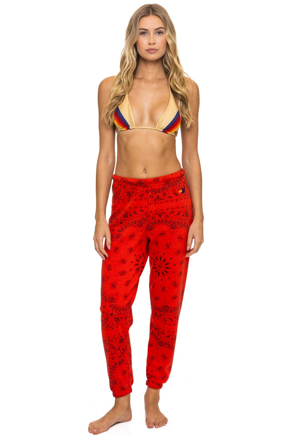 Aviator Nation Bandana Sweatpant in Flash Red