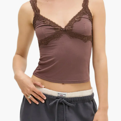 BDG Lace Trim Cami Brown