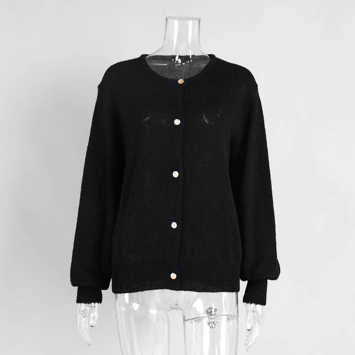 Dipped Shop Minimalist Winter Solid Color Knit Cardigan Black