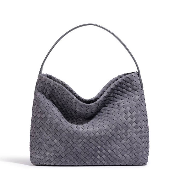 Dipped Shop Simple Handmade Woven Large Capacity Underarm Bag Grey