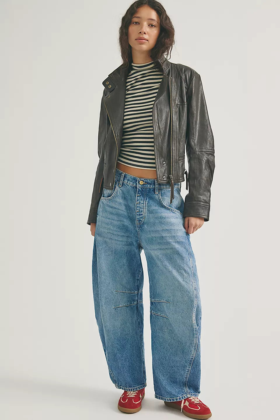 Free People Good Luck Mid Rise Barrel in Ultra Light Beam