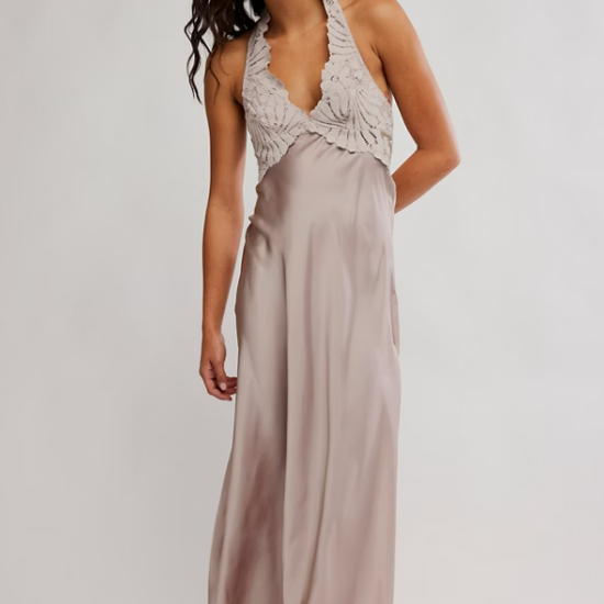 Free People Petal Party Midi Dress Mushroom