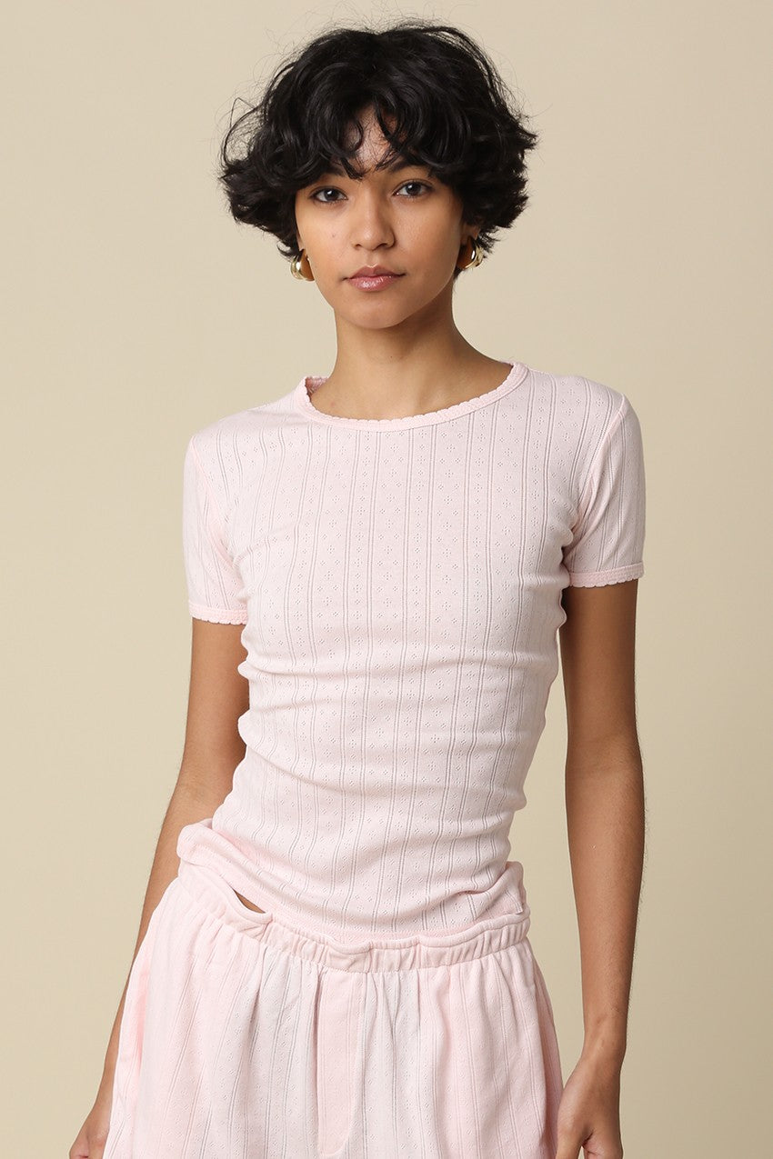 GOLDEN Marley Ribbed Knit Top Lt Pink