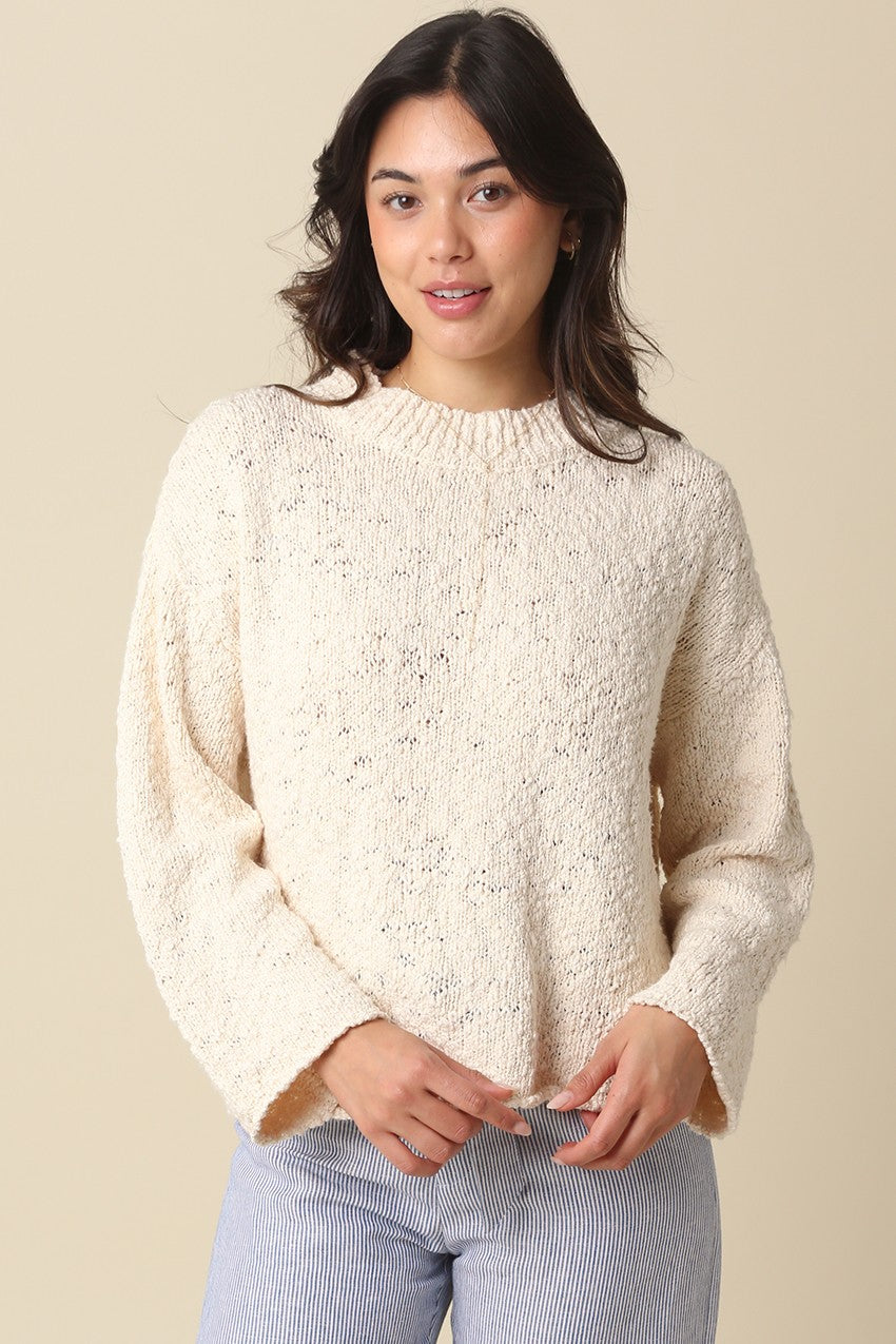 GOLDEN Susan Textured Knit Pullover Ecru