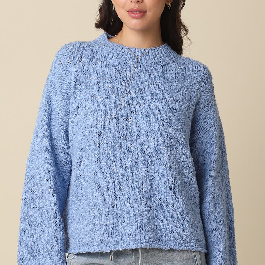 GOLDEN Susan Textured Knit Pullover Lt Blue