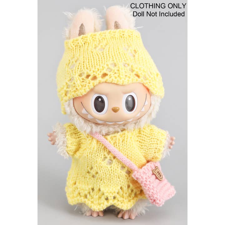Girly Crochet Dress Hat Purse Doll Outfit Yellow