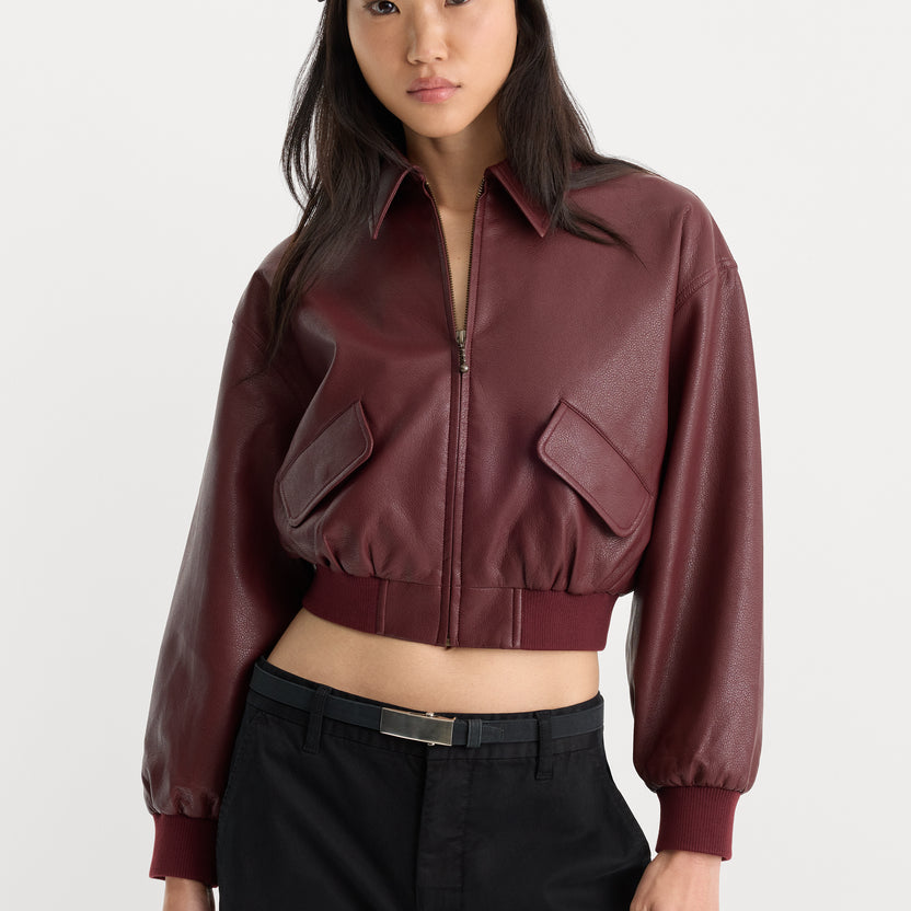 Good American The Better Than Leather Cropped Bomber