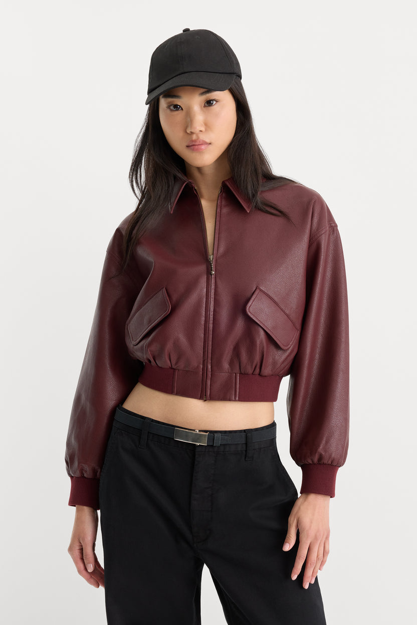 Good American The Better Than Leather Cropped Bomber