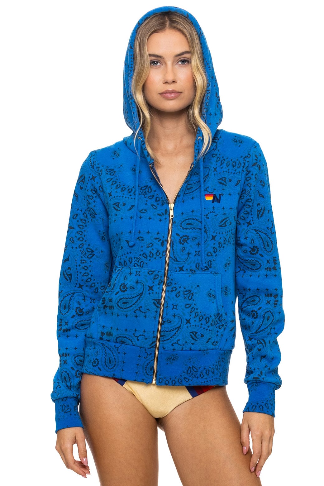 Aviator Nation Bandana Zip Hoodie in Adventure Blue
