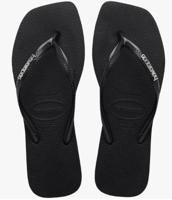 Havaianas Slim Square Logo Metallic Flip Flops