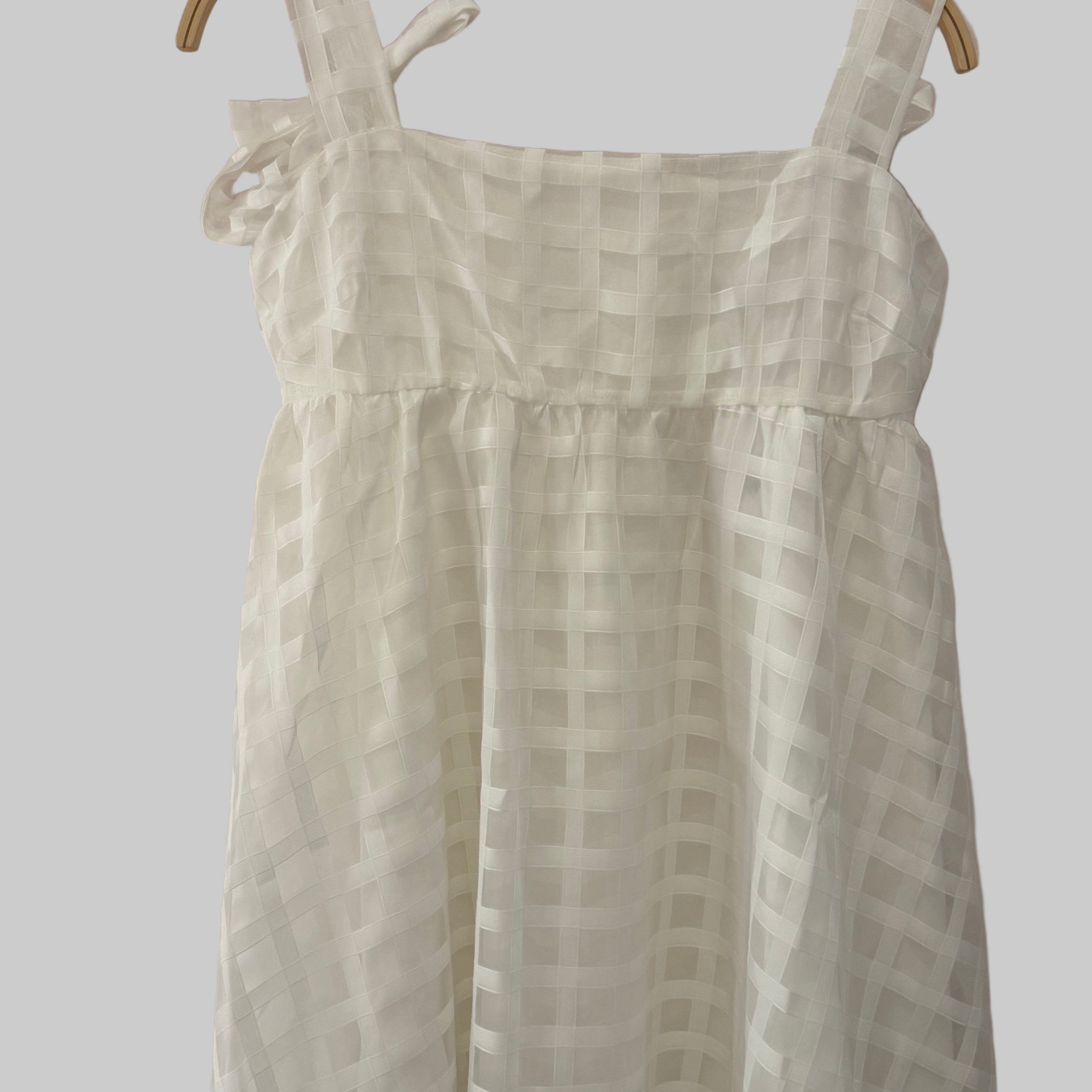 GOLDEN Sunday White Plaid Organza Babydoll Dress by GOLDEN