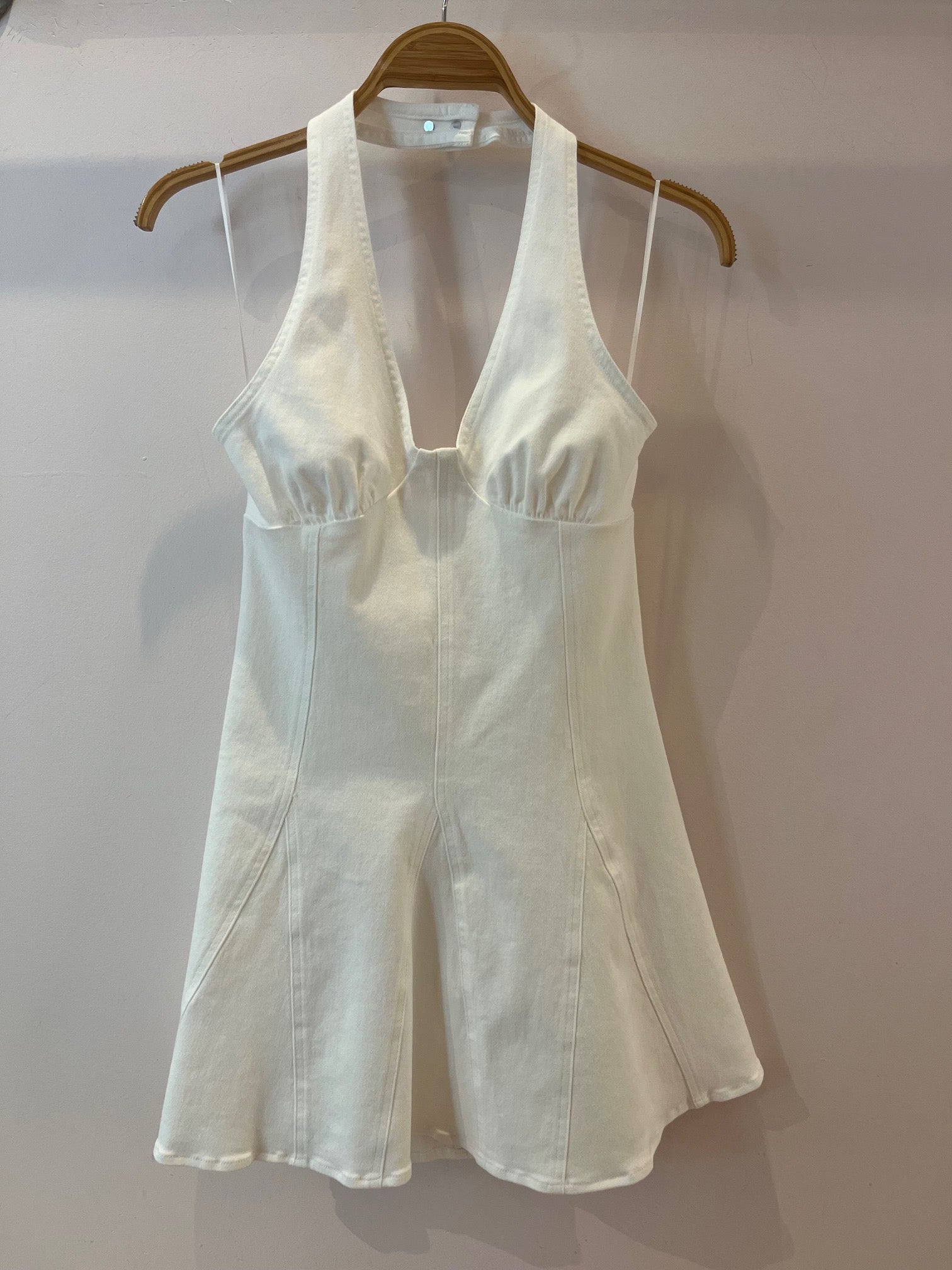 SJG Jara Halter Seam Detail Denim Mini Dress