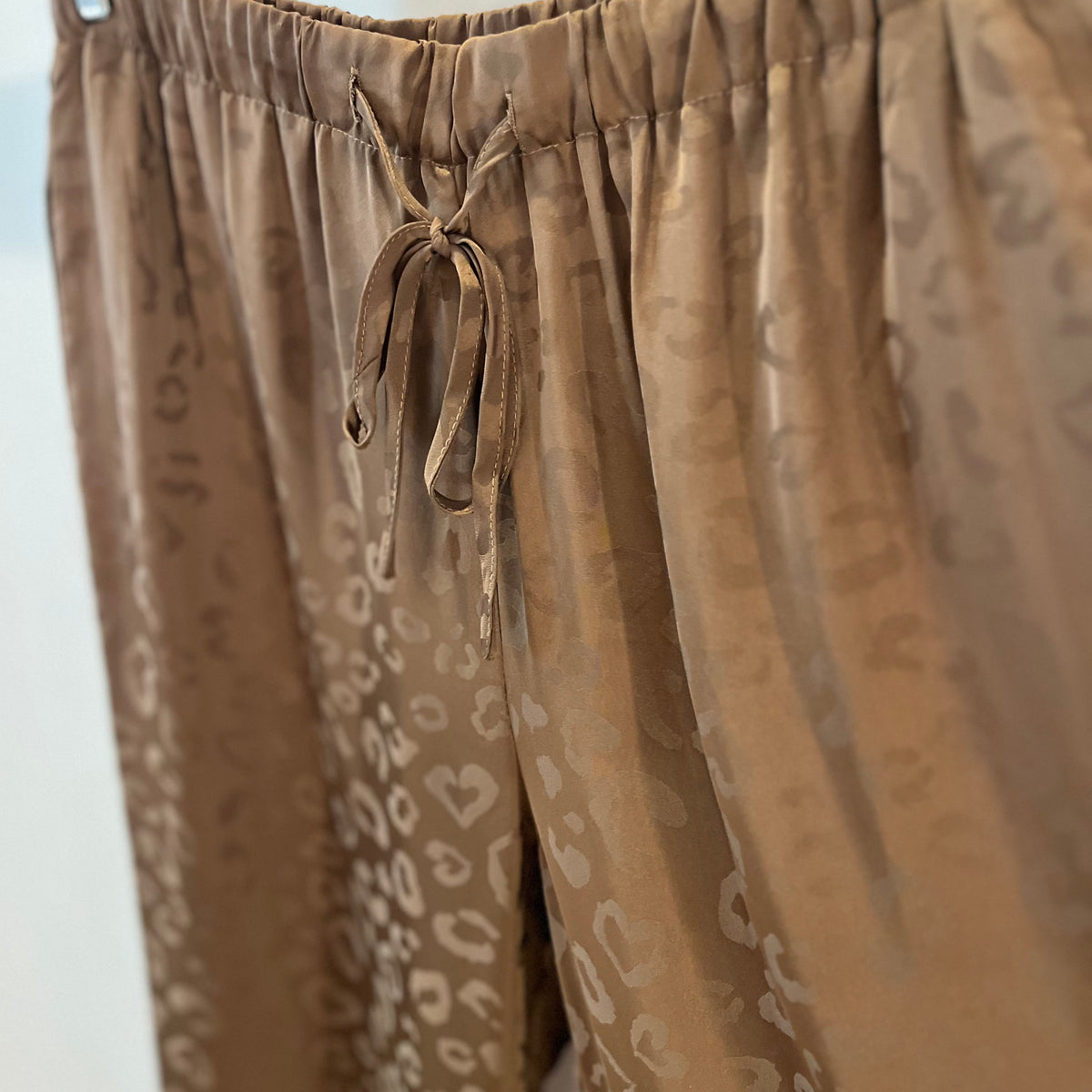GOLDEN Domino Leopard Print Wide-leg Drawstring Pants by GOLDEN