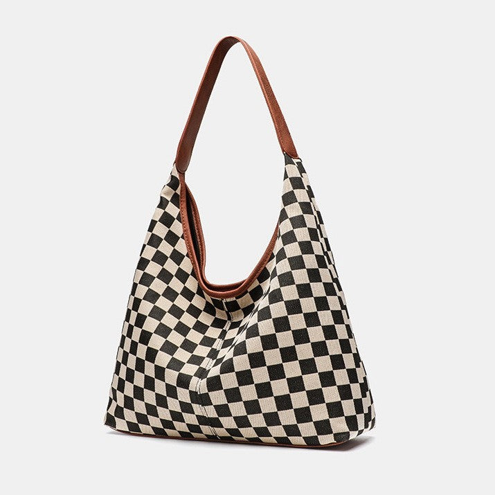 JOSSLYN by Wall to Wall Checkered Canvas Hobo Bag