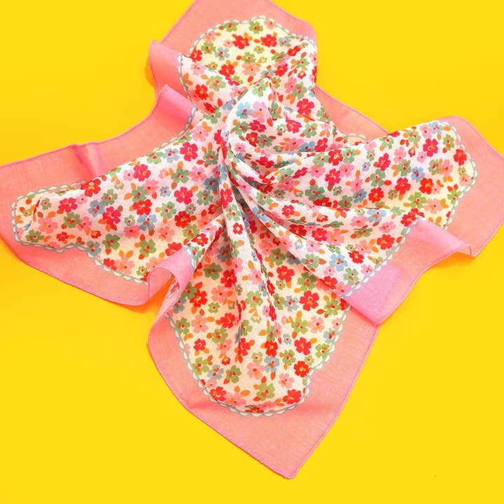 JOSSLYN by Wall to Wall Ditsy Print Silky Feeling Bandana Scarf