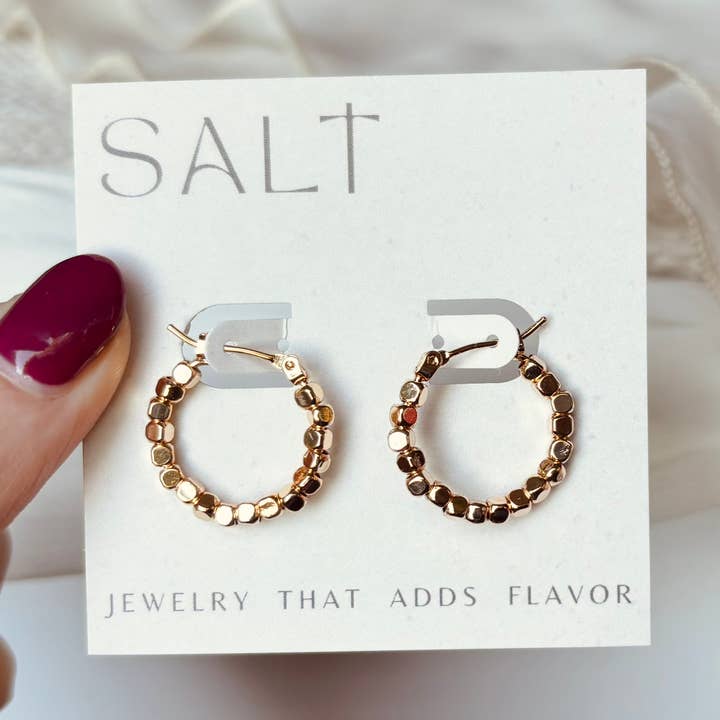 SALT by Sarah Curtis Beaded Hoops | 18K Gold Clasp Hoop