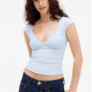 BDG Je T'Aime Cap Sleeve Light Blue