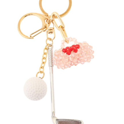 YAZ. Hole In One 3 Pc Golf Club Ball With Beaded Gold Bag Keychain by YAZ.