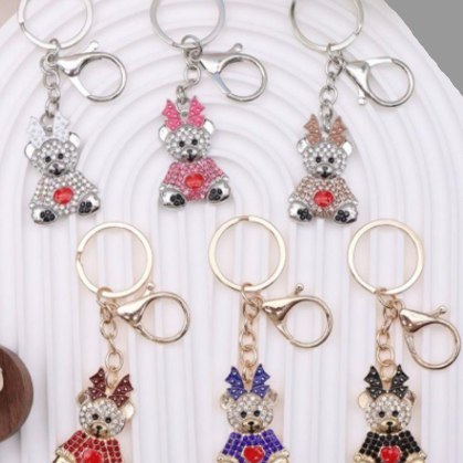 YAZ. Rhinestone Teddy Bear Keychain - Assorted by YAZ.