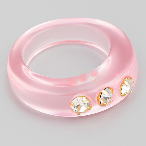 YAZ. Trinity Krystal Resin Ring Pink