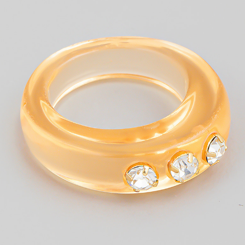 YAZ. Trinity Krystal Resin Ring orange