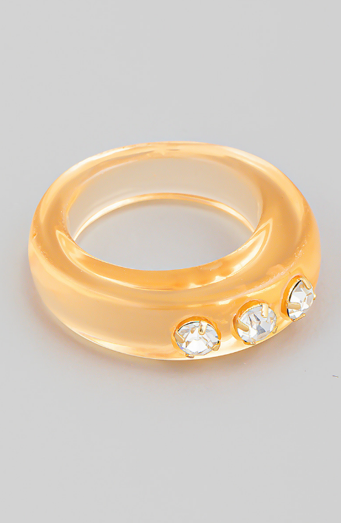YAZ. Trinity Krystal Resin Ring orange