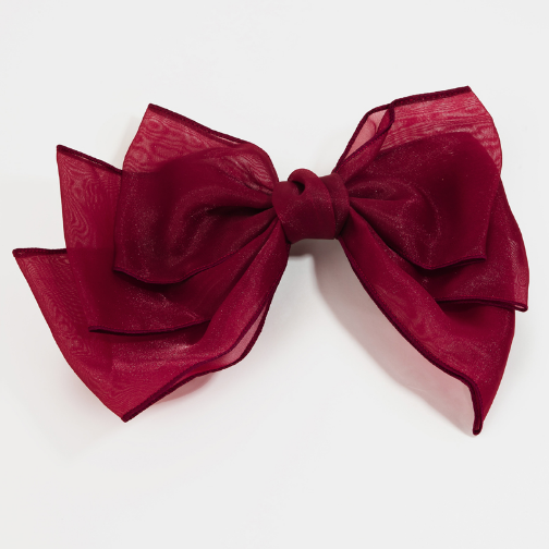 YAZ. Jumbo Layered Sheer Bow Burgundy