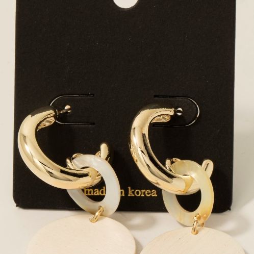 YAZ. Ellipsis Shell Hoop Earrings by YAZ.