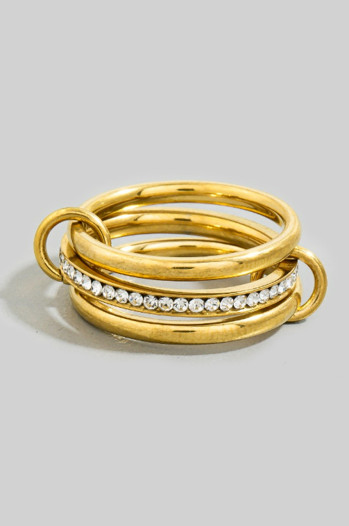 YAZ. Interlocking Link Ring gold