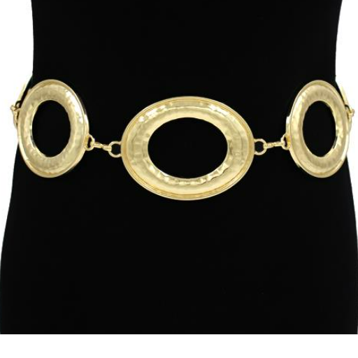 YAZ. Large Oval Link Metal Chain Belt Gold