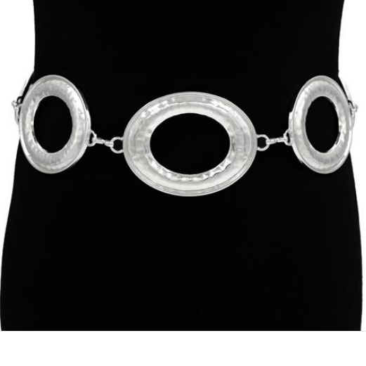 YAZ. Large Oval Link Metal Chain Belt Silver