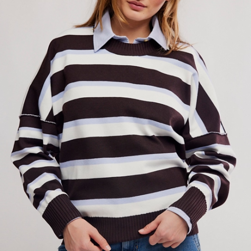 Free People Striped Alma Pullover by Free People