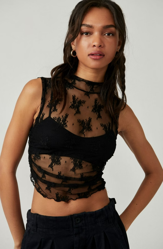 Free People Solid Nice Try Muscle Tank Black