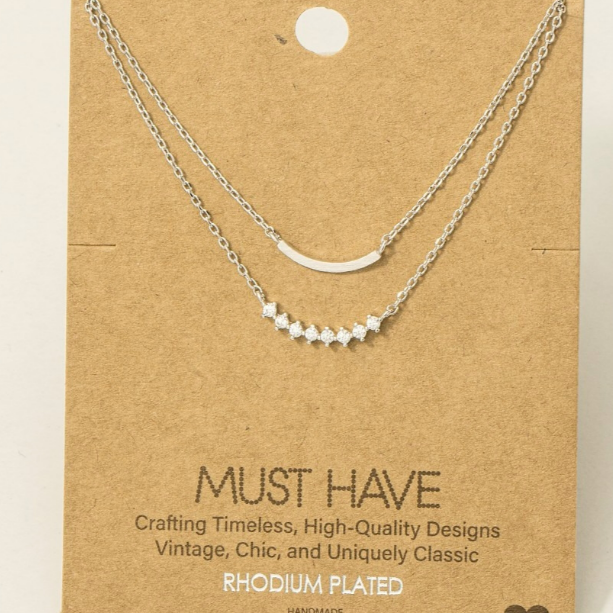 GOLDEN Gold Dipped Layered Rhinestone Curved Bar Necklace by GOLDEN