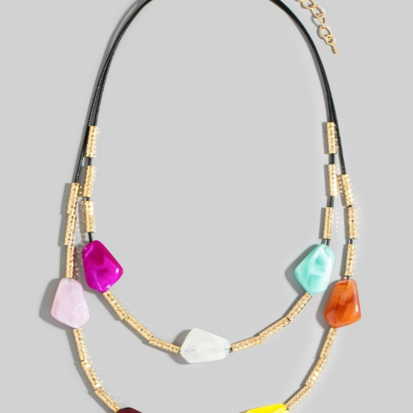 GOLDEN Resin Stone Layered Necklace