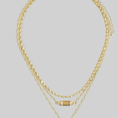 GOLDEN Layered Chain Rectangle Charm Necklace by GOLDEN