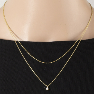 GOLDEN Gold Dipped Layered Pearl Teardrop Pendant Necklace by GOLDEN