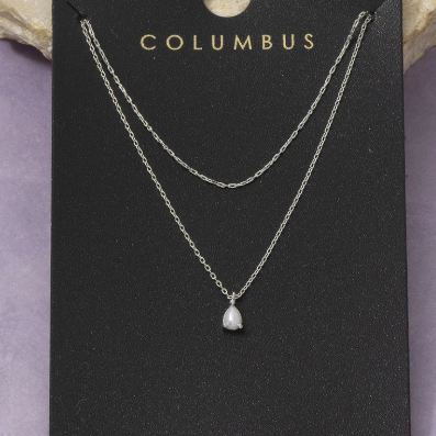GOLDEN Gold Dipped Layered Pearl Teardrop Pendant Necklace by GOLDEN