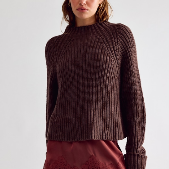 Free People Low Tide Pullover Chocolate