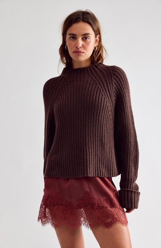 Free People Low Tide Pullover Chocolate