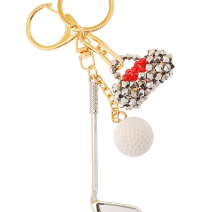 YAZ. Hole In One 3 Pc Golf Club Ball With Beaded Gold Bag Keychain by YAZ.