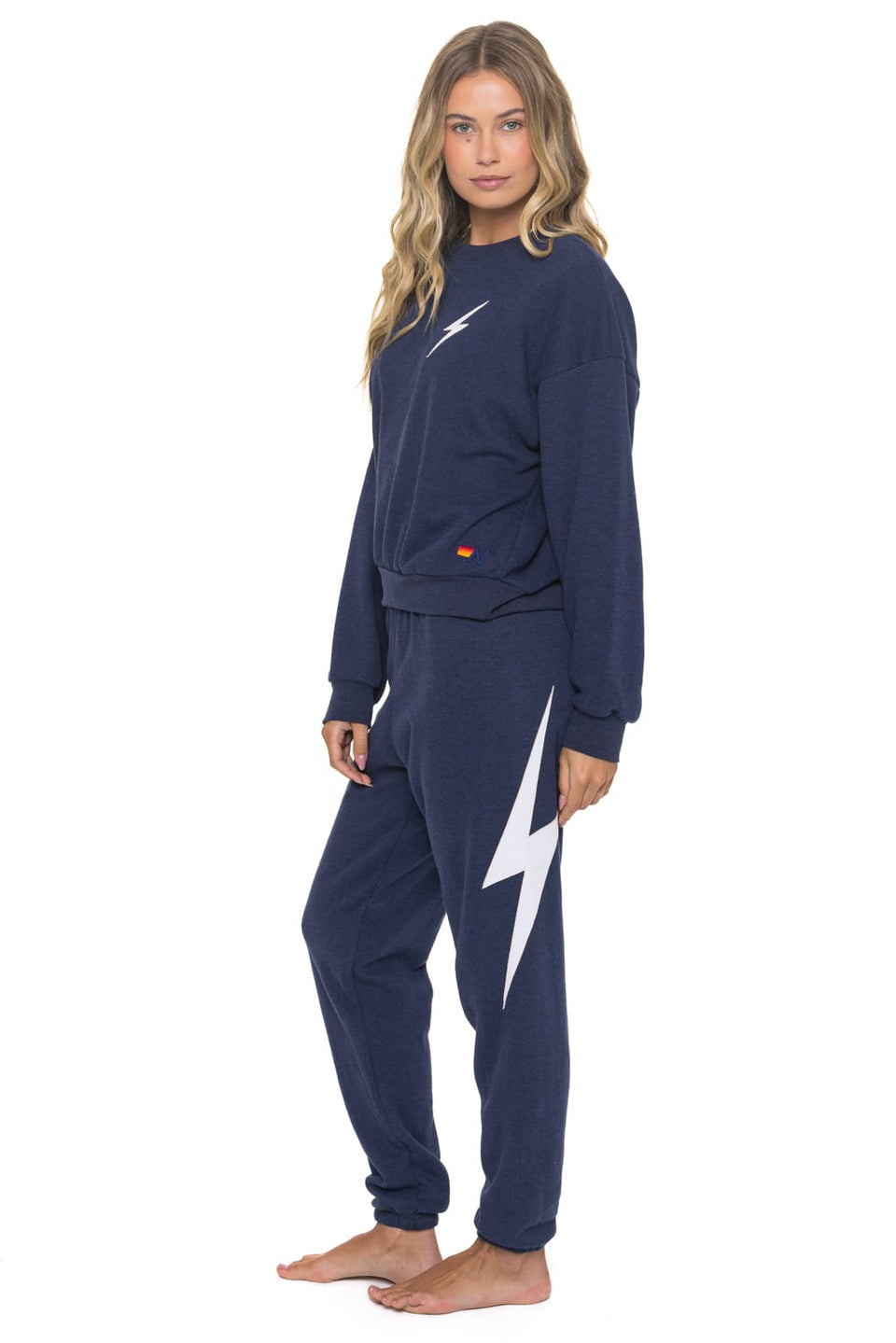 Aviator Nation Bolt Stitch Crew Sweatshirt Relaxed by Aviator Nation