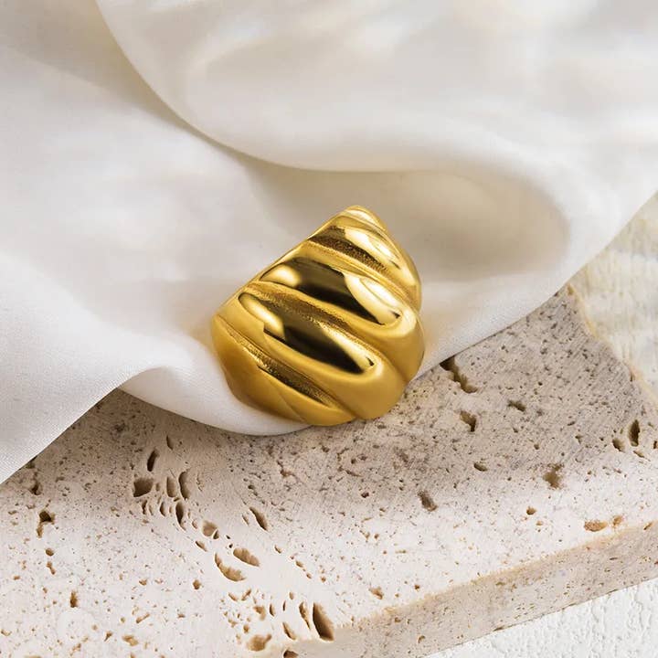 Sweet Cherry Sky Chunky Adjustable Gold Ring